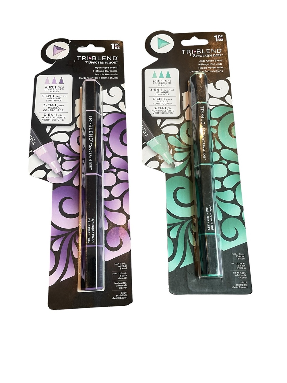Spectrum Noir TriBlend Lot Of 2 Alcohol Markers Jade Green and Hydrangea NEW